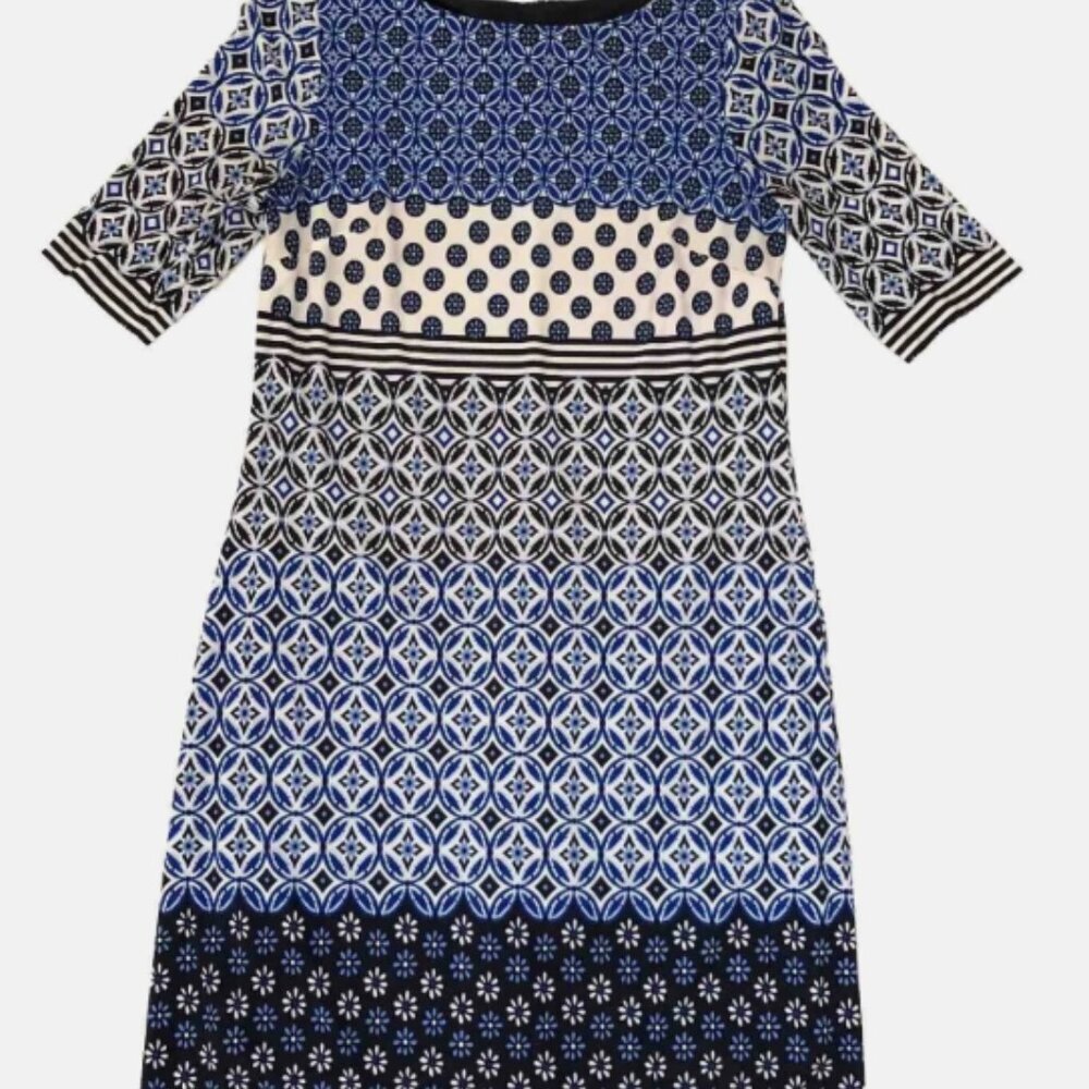 Eliza J Blue and White Sheath Dress, Size 12
